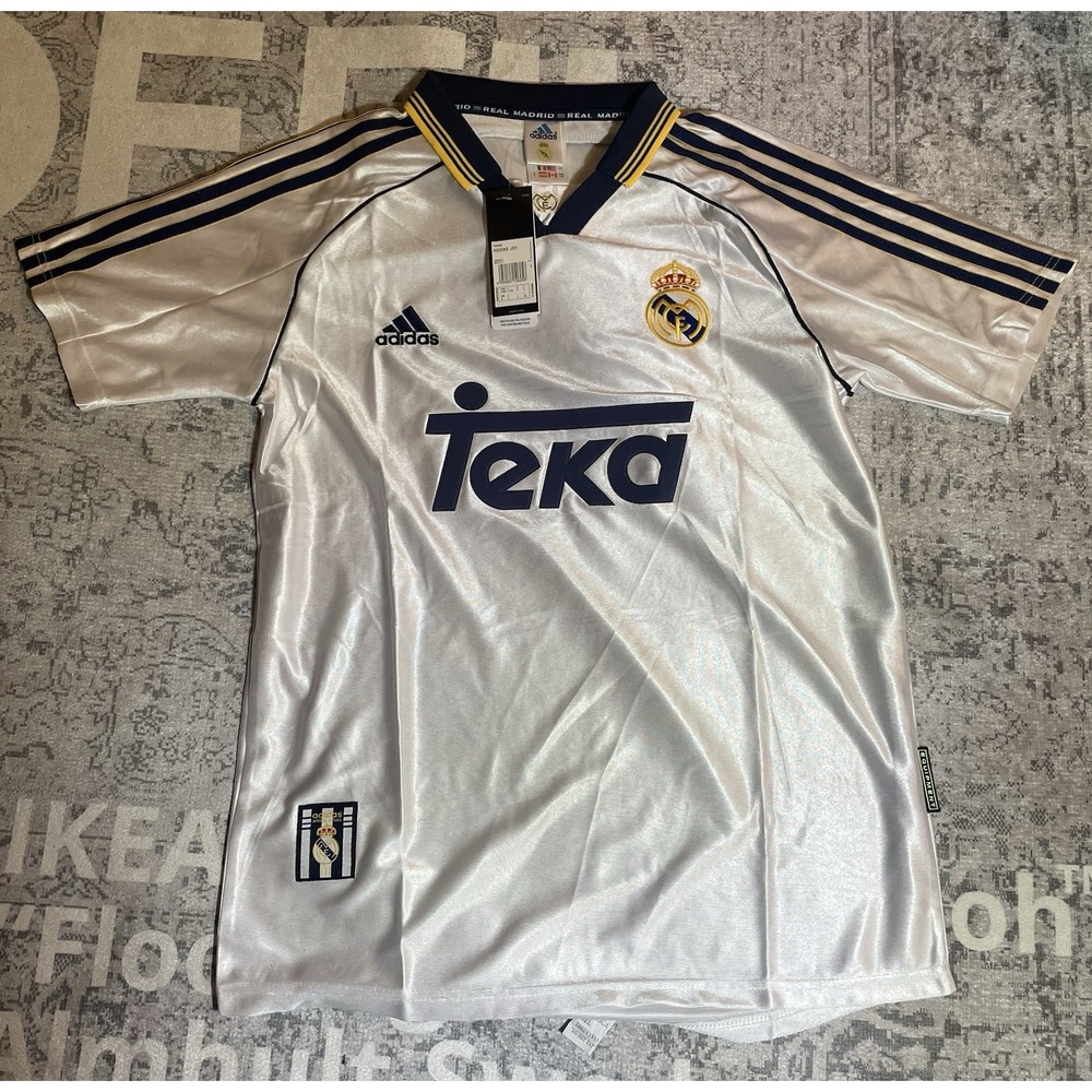 adidas Real Madrid Men's L White/Navy/Yellow Soccer Jersey Official Licensed